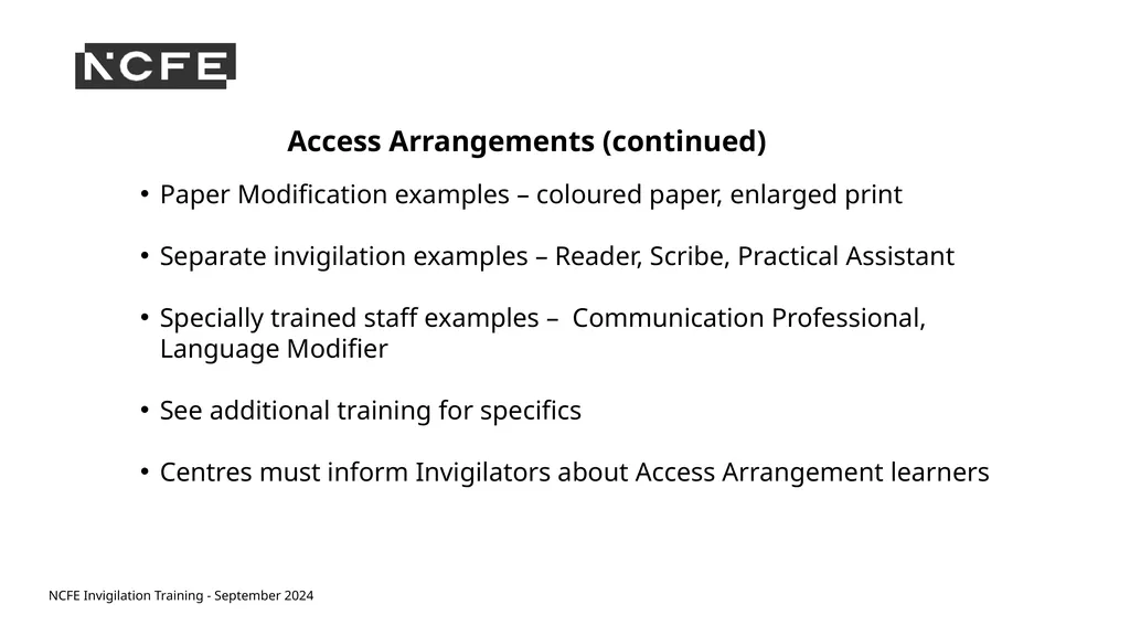 NCFE Invigilation Training - September 2024 NCFE - slide 11 of 62