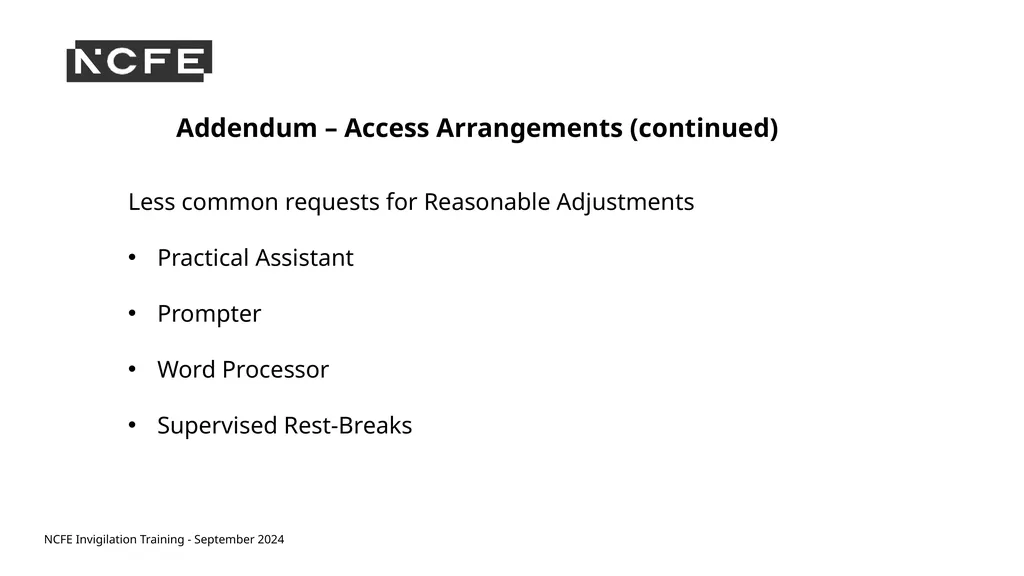NCFE Invigilation Training - September 2024 NCFE - slide 48 of 62