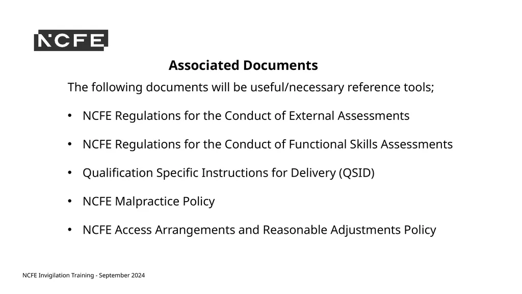 NCFE Invigilation Training - September 2024 NCFE - slide 8 of 62