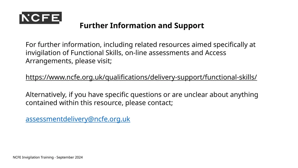 NCFE Invigilation Training - September 2024 NCFE - slide 61 of 62