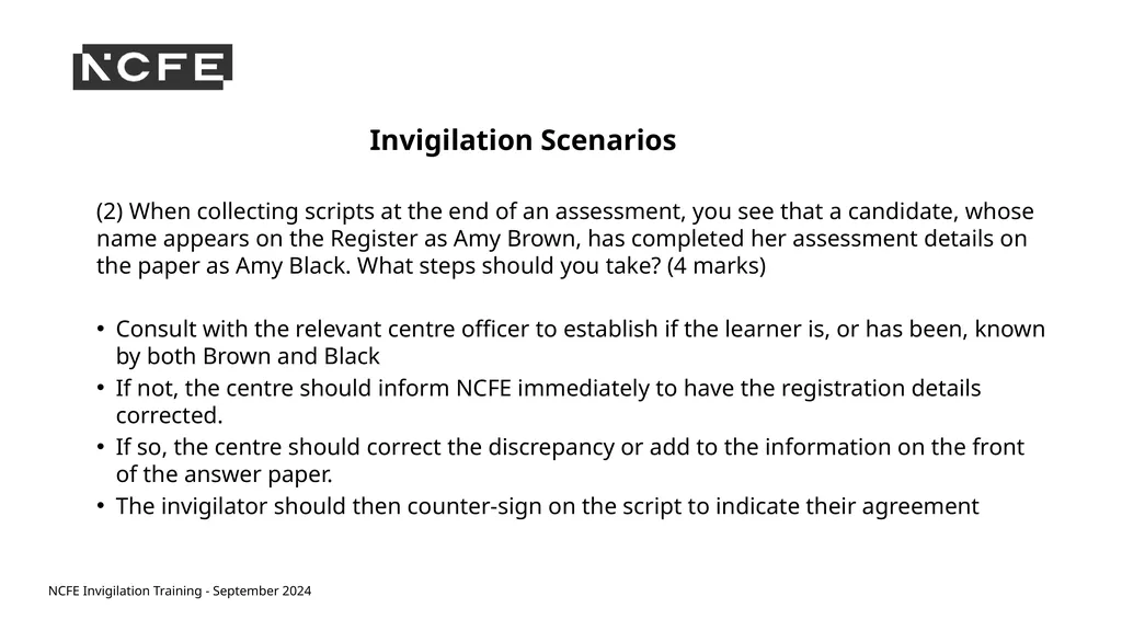 NCFE Invigilation Training - September 2024 NCFE - slide 52 of 62