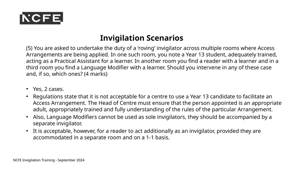 NCFE Invigilation Training - September 2024 NCFE - slide 55 of 62