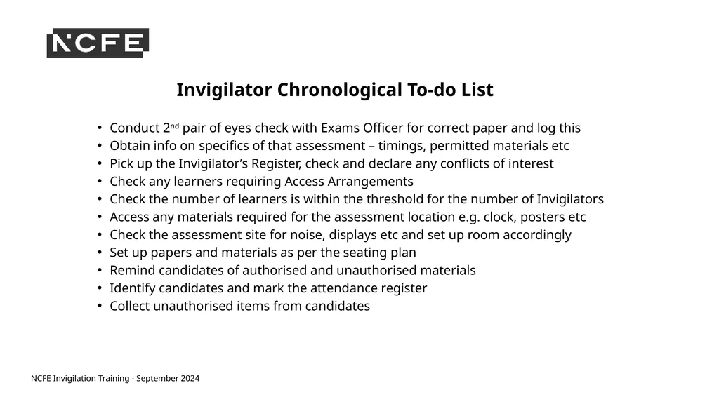 NCFE Invigilation Training - September 2024 NCFE - slide 33 of 62