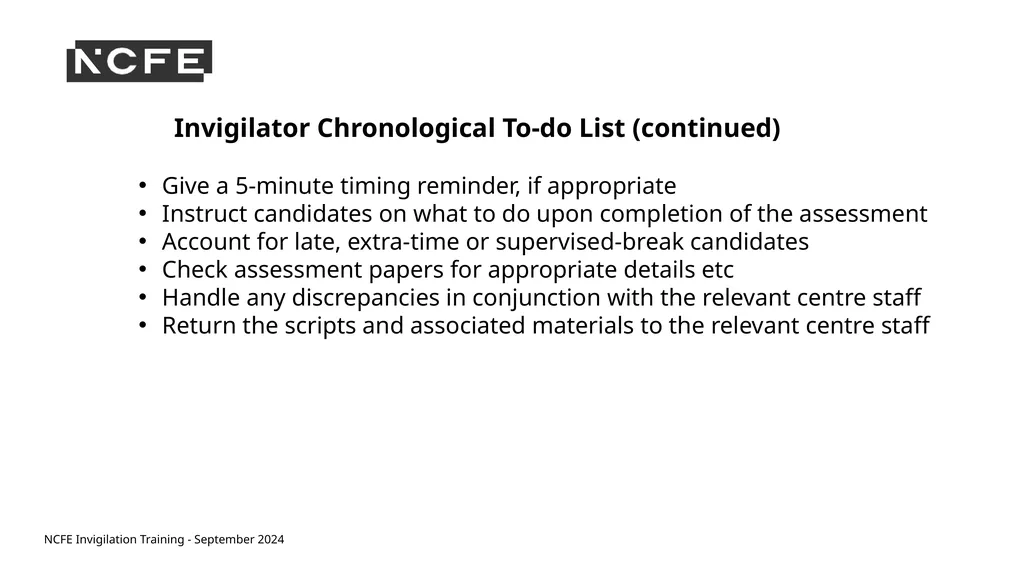 NCFE Invigilation Training - September 2024 NCFE - slide 35 of 62