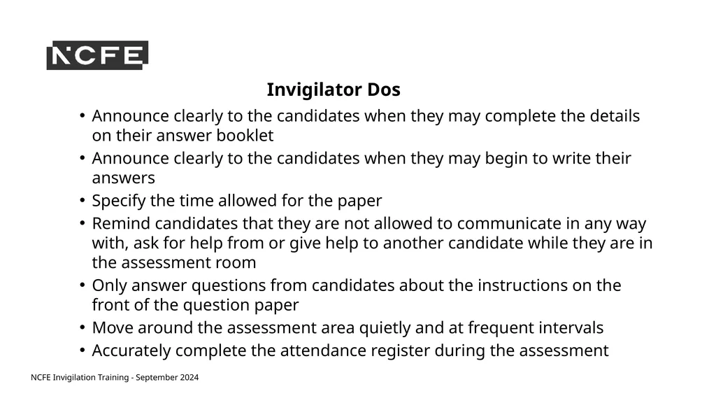 NCFE Invigilation Training - September 2024 NCFE - slide 31 of 62