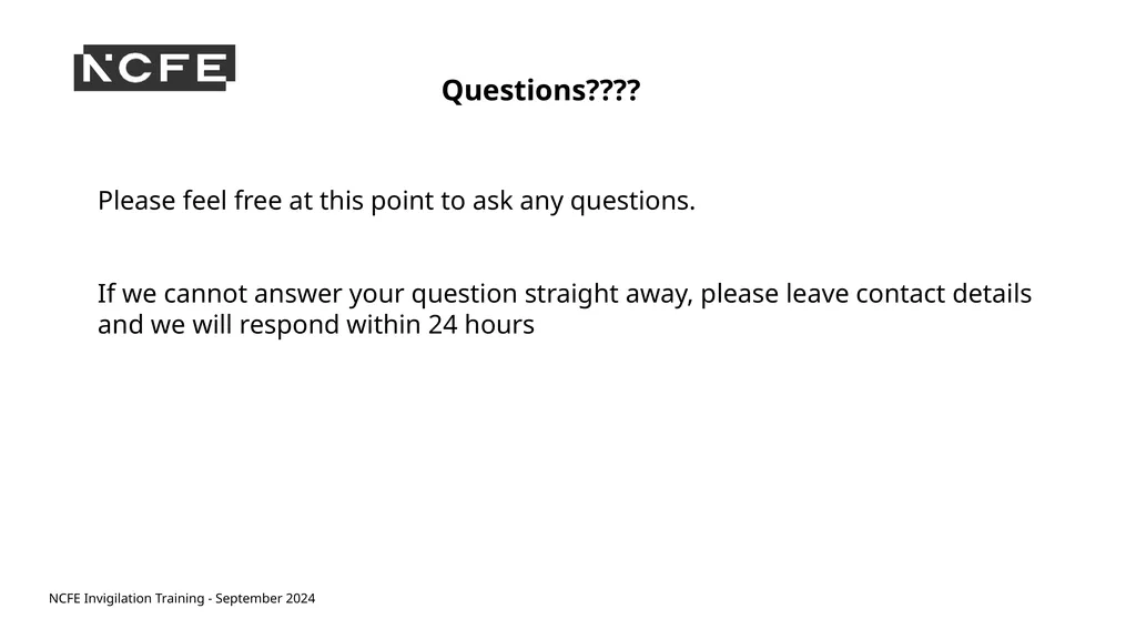 NCFE Invigilation Training - September 2024 NCFE - slide 62 of 62