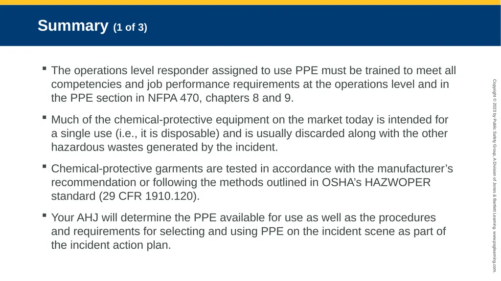 Personal Protective Equipment CHAPTER 8 Knowledge - slide 39 of 41