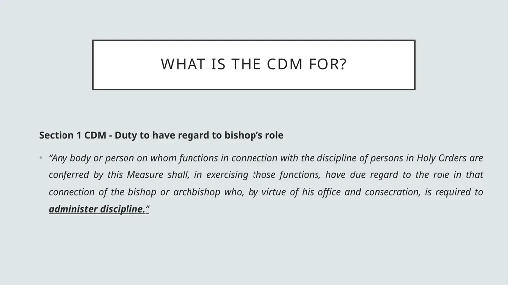 What is the CDM FOR? Section 1 CDM - Duty - slide 1 of 10