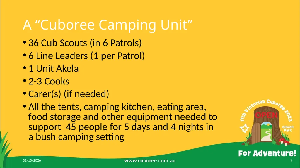 Cuboree 2023 September 25-29 2023 Acknowledgement - slide 7 of 25