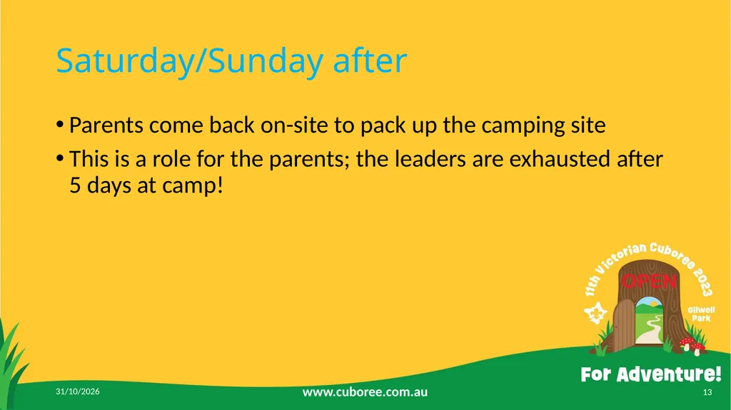 Cuboree 2023 September 25-29 2023 Acknowledgement - slide 13 of 25