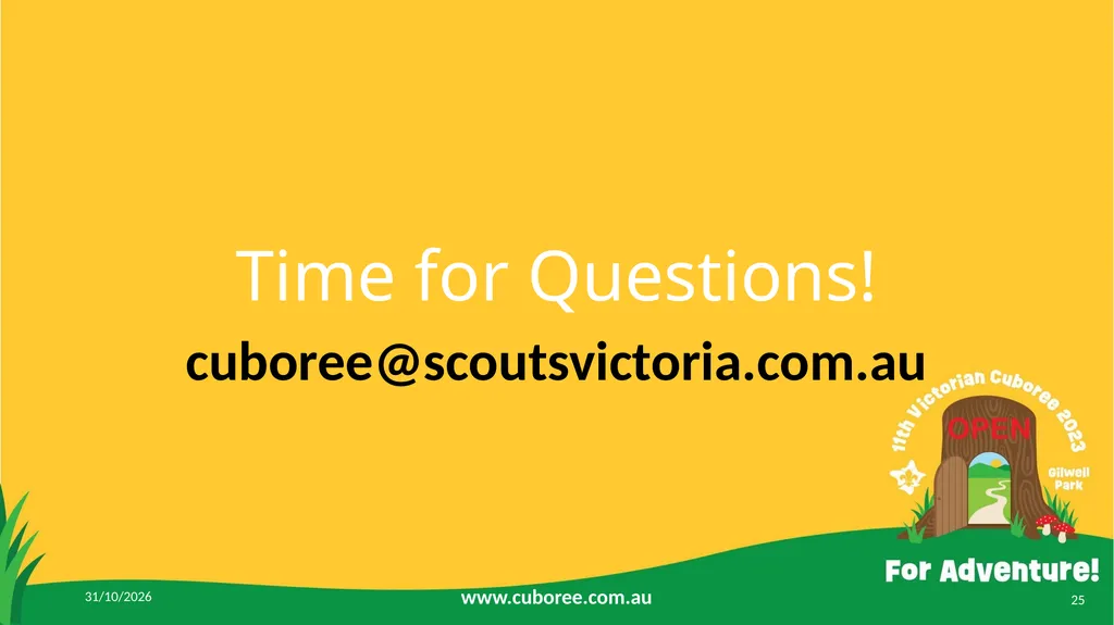 Cuboree 2023 September 25-29 2023 Acknowledgement - slide 25 of 25
