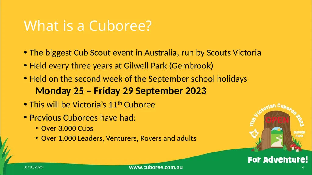 Cuboree 2023 September 25-29 2023 Acknowledgement - slide 4 of 25