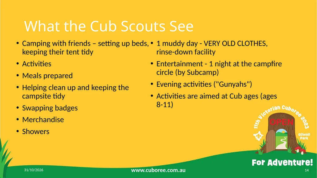 Cuboree 2023 September 25-29 2023 Acknowledgement - slide 14 of 25