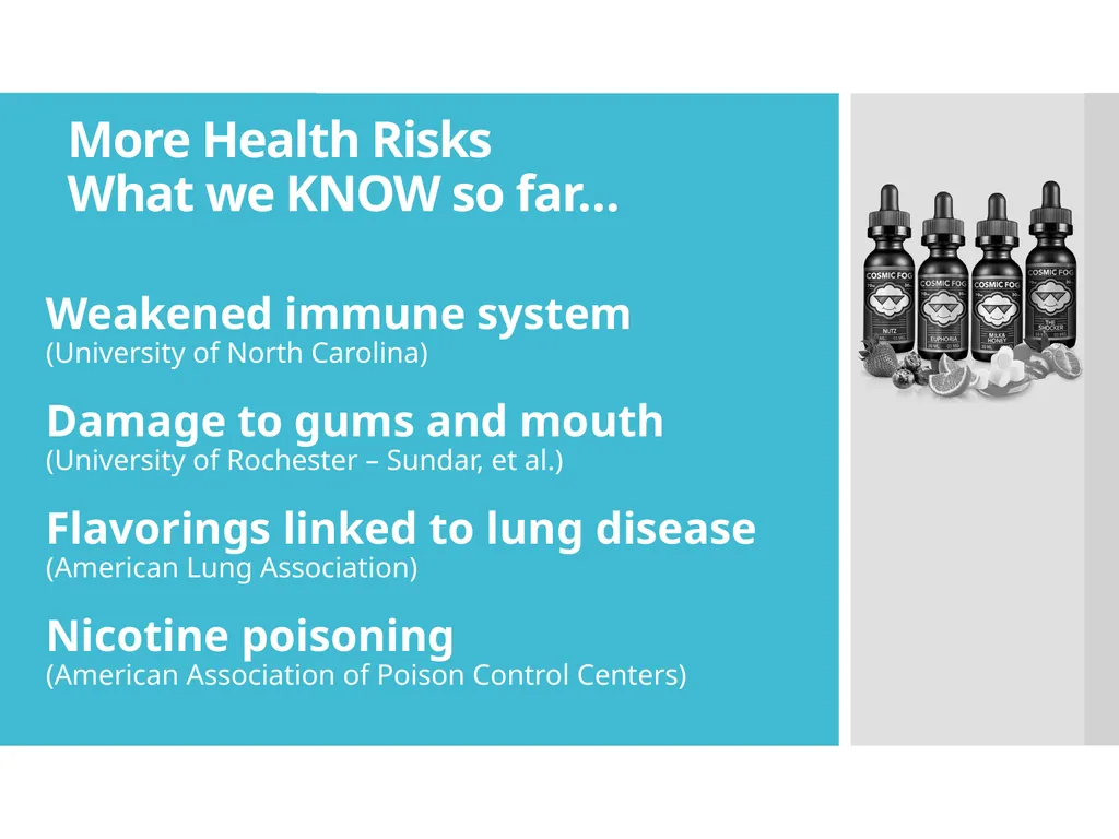 Know the Risks VAPING and E-CIGARETTES After This - slide 17 of 28