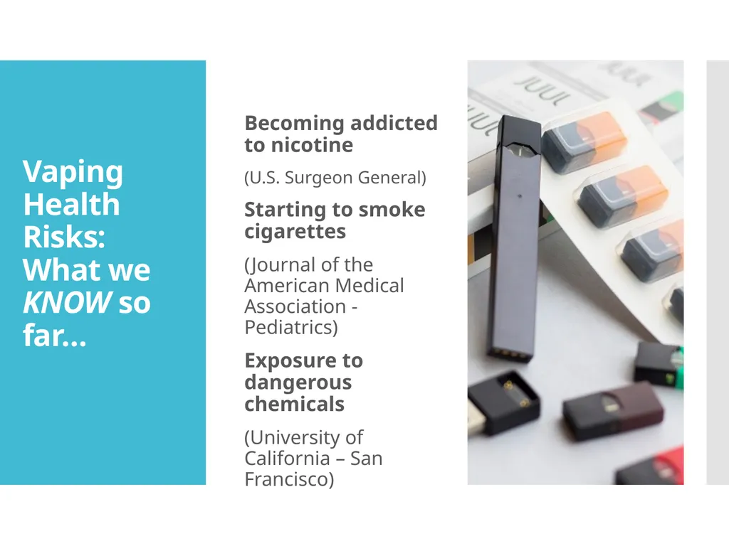 Know the Risks VAPING and E-CIGARETTES After This - slide 16 of 28