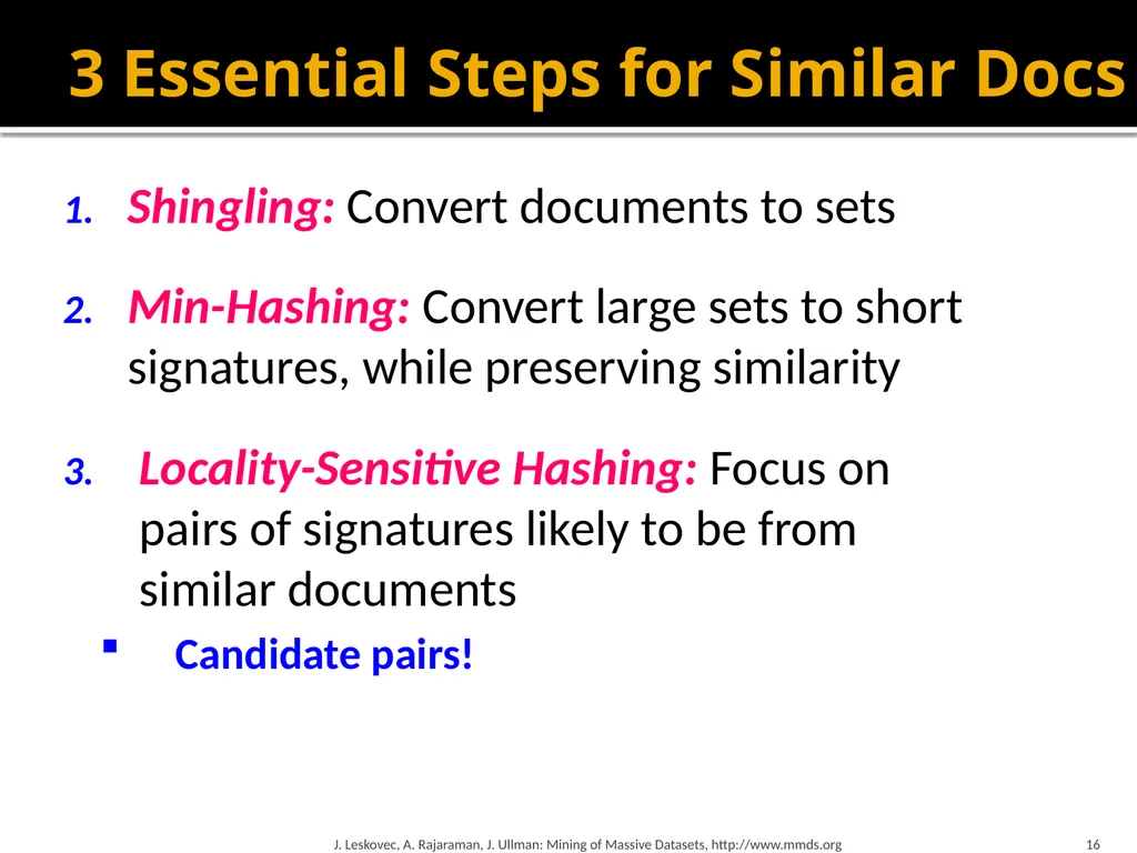 Finding Similar Items: Locality Sensitive Hashing - slide 16 of 58