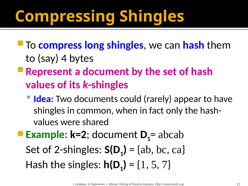 Finding Similar Items: Locality Sensitive Hashing - slide 21 of 58