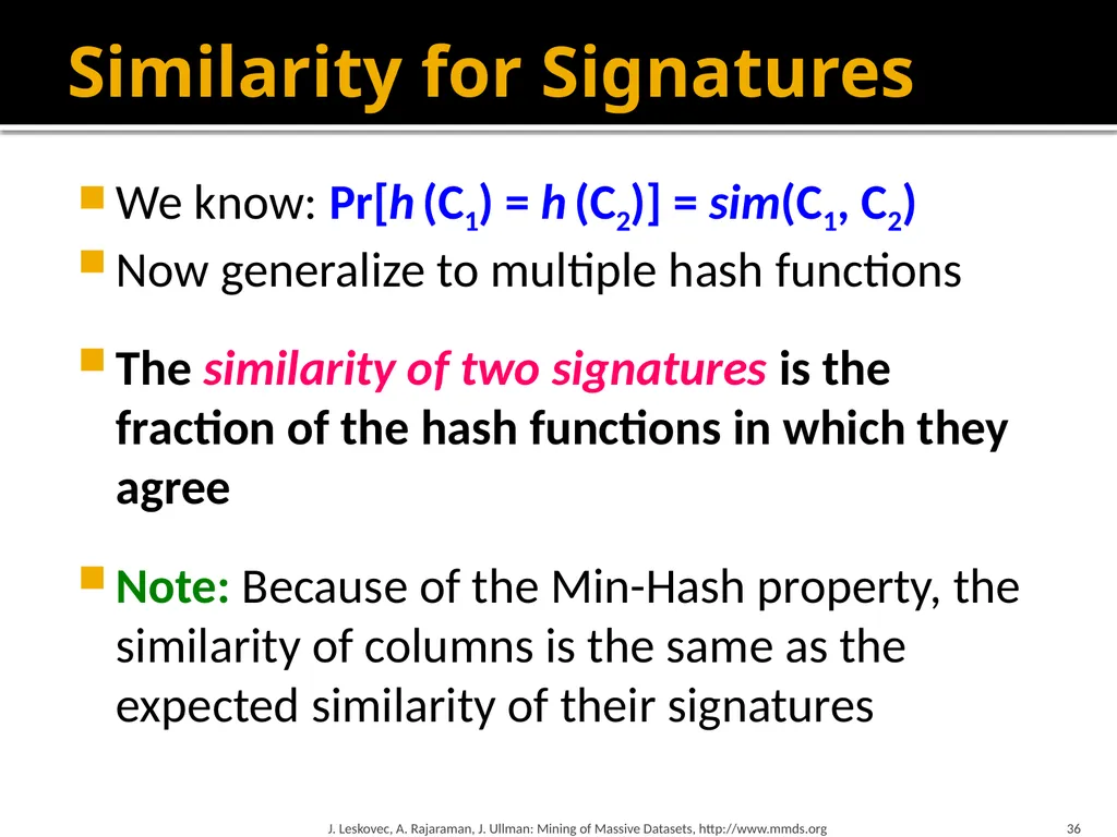 Finding Similar Items: Locality Sensitive Hashing - slide 35 of 58