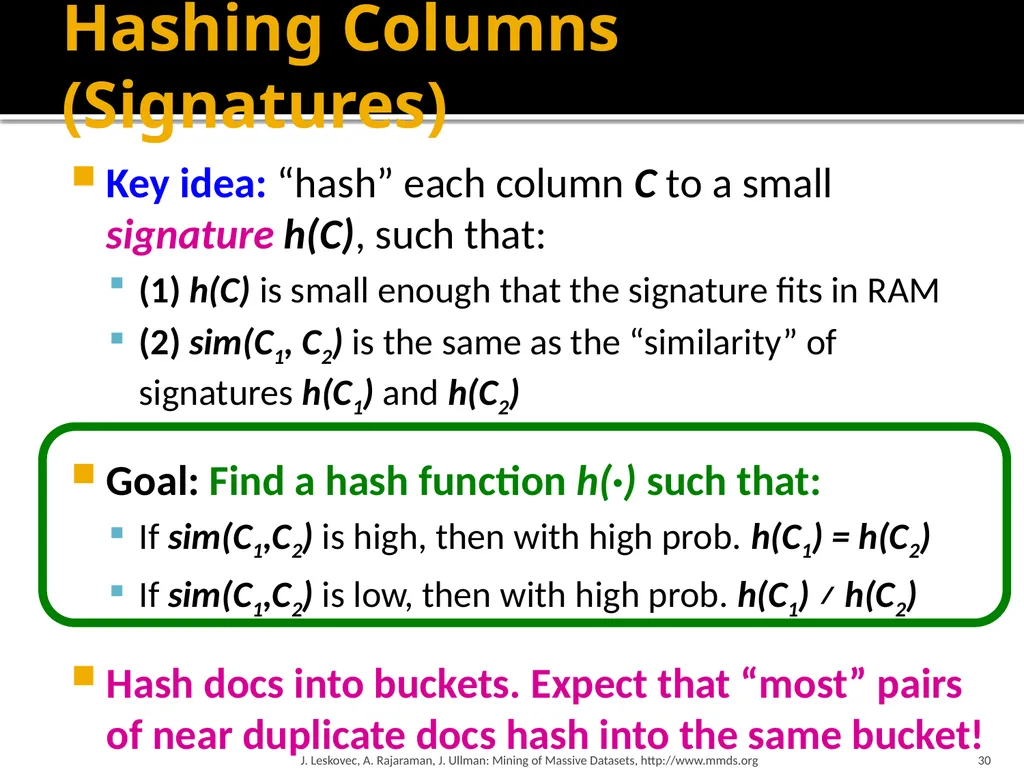 Finding Similar Items: Locality Sensitive Hashing - slide 30 of 58