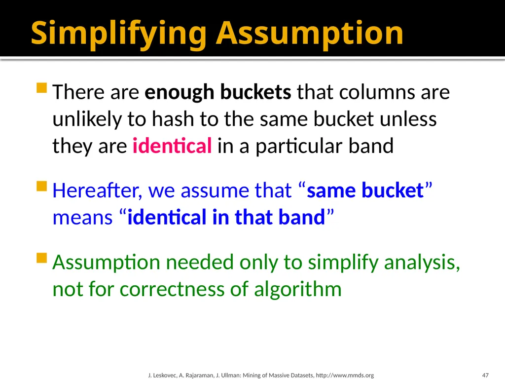 Finding Similar Items: Locality Sensitive Hashing - slide 46 of 58
