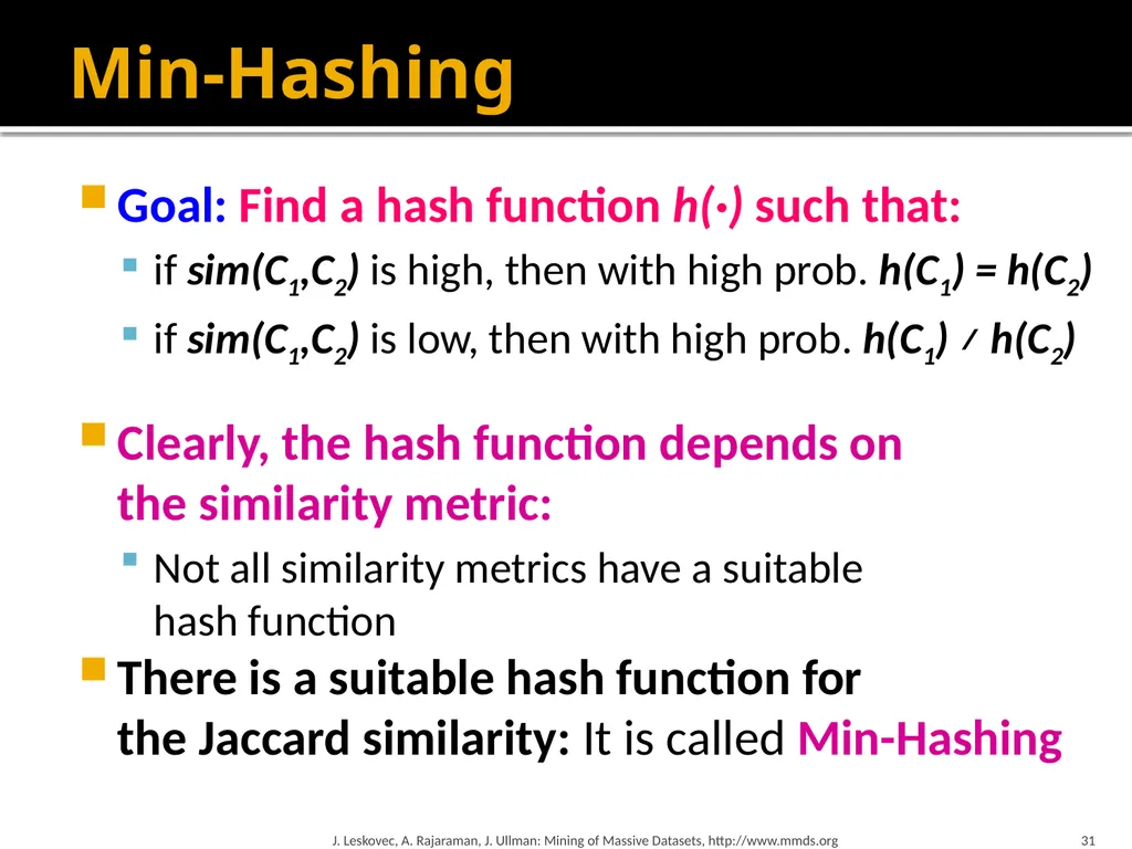 Finding Similar Items: Locality Sensitive Hashing - slide 31 of 58