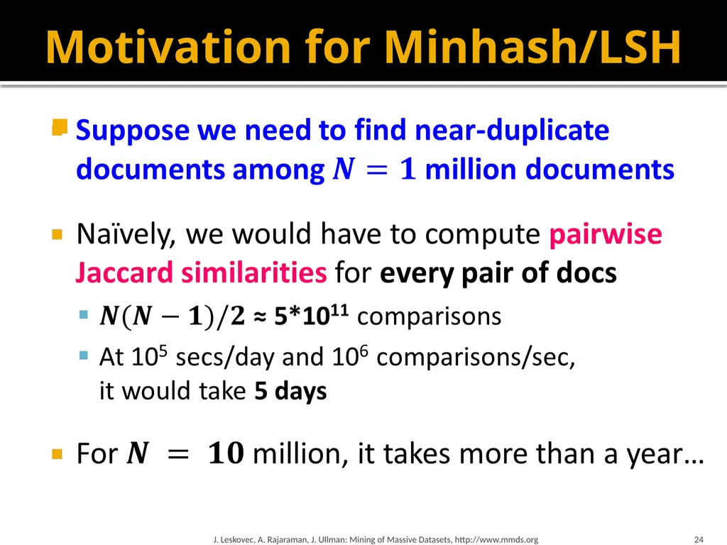 Finding Similar Items: Locality Sensitive Hashing - slide 24 of 58