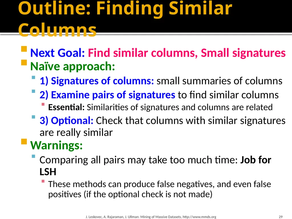 Finding Similar Items: Locality Sensitive Hashing - slide 29 of 58