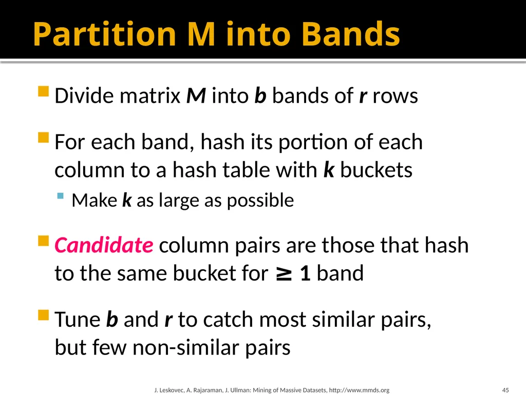 Finding Similar Items: Locality Sensitive Hashing - slide 44 of 58