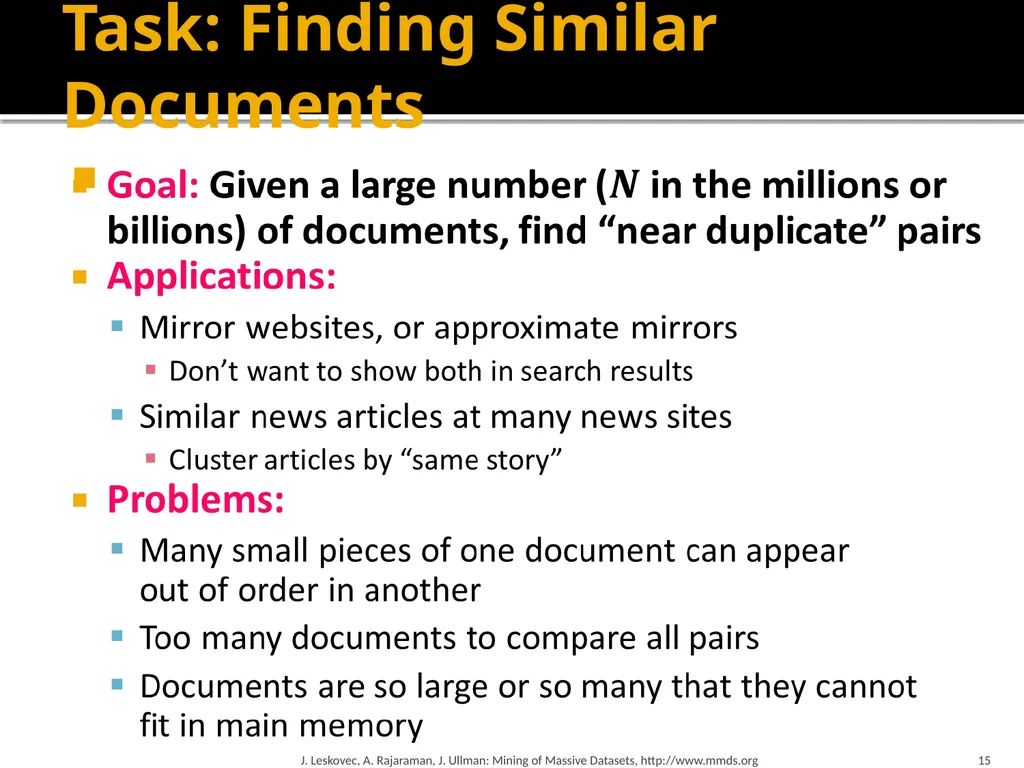 Finding Similar Items: Locality Sensitive Hashing - slide 15 of 58