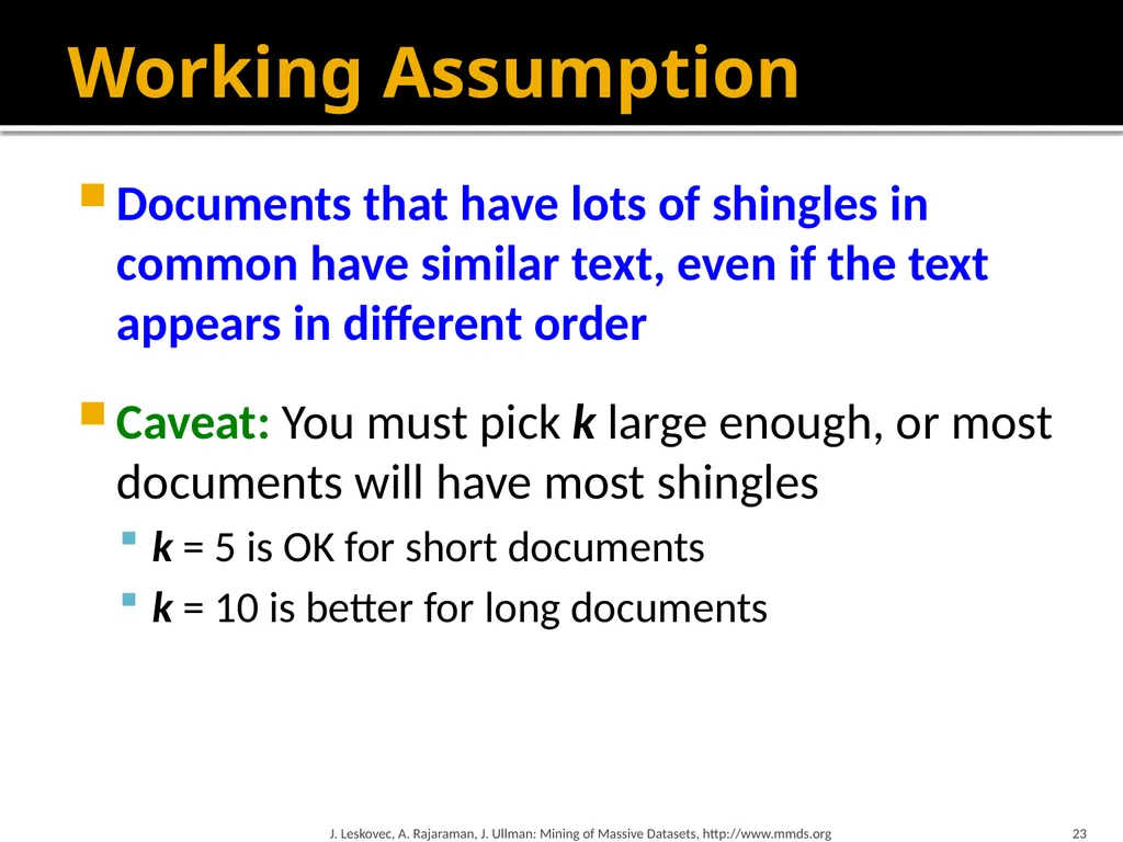 Finding Similar Items: Locality Sensitive Hashing - slide 23 of 58