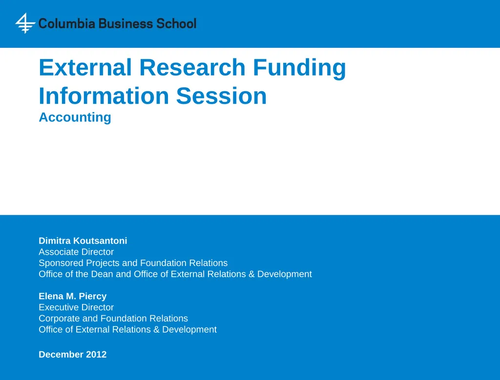 External Research Funding Information Session - slide 1 of 21