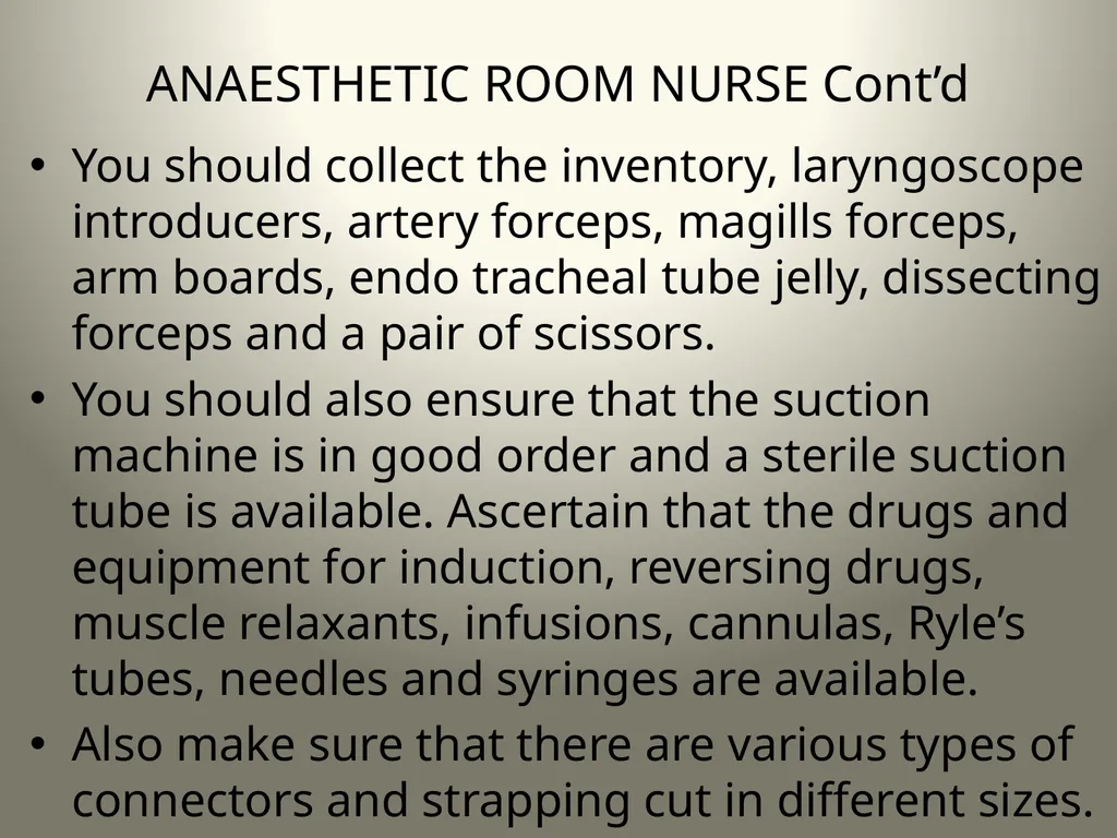 INTRODUCTION TO OPERATING THEATRE OBJECTIVES - slide 61 of 79