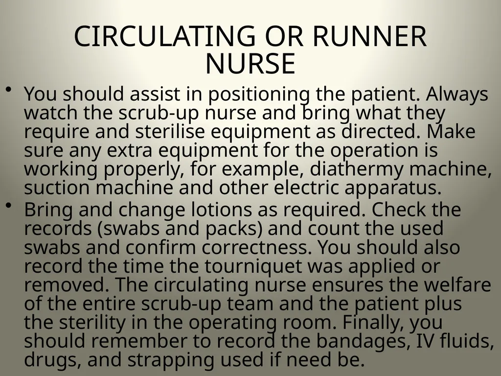 INTRODUCTION TO OPERATING THEATRE OBJECTIVES - slide 65 of 79