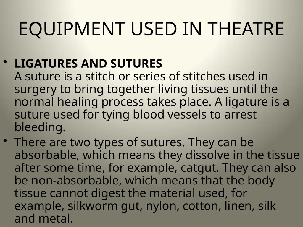 INTRODUCTION TO OPERATING THEATRE OBJECTIVES - slide 40 of 79