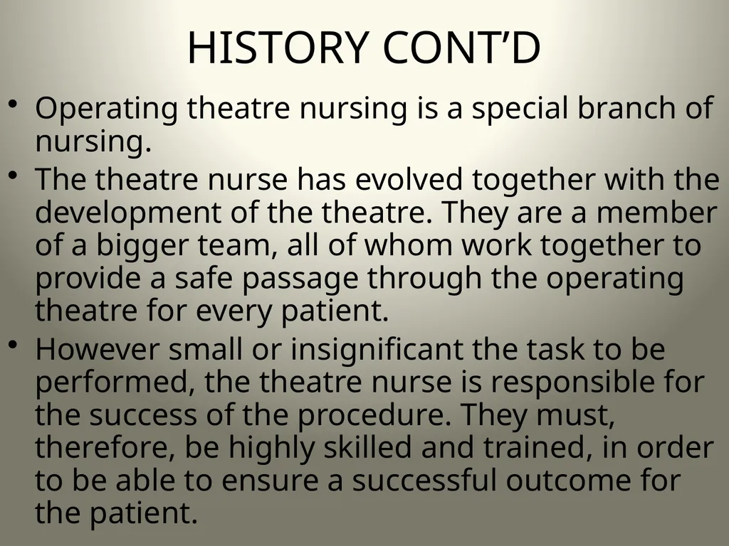 INTRODUCTION TO OPERATING THEATRE OBJECTIVES - slide 6 of 79