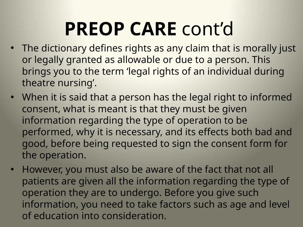 INTRODUCTION TO OPERATING THEATRE OBJECTIVES - slide 12 of 79