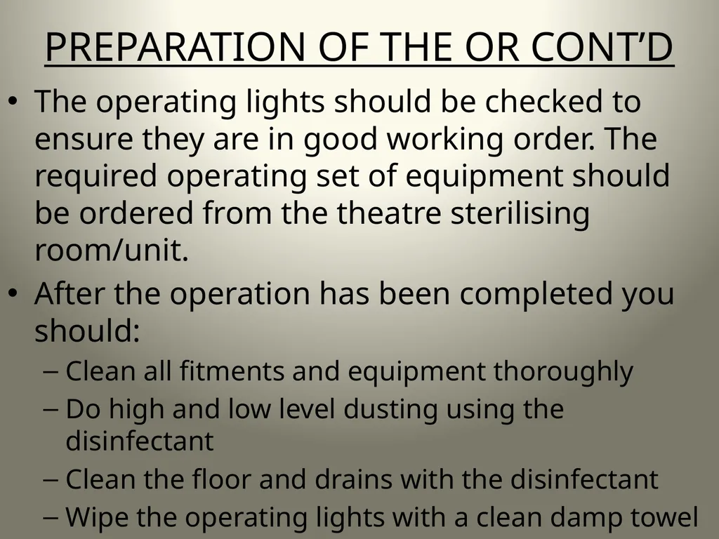 INTRODUCTION TO OPERATING THEATRE OBJECTIVES - slide 23 of 79