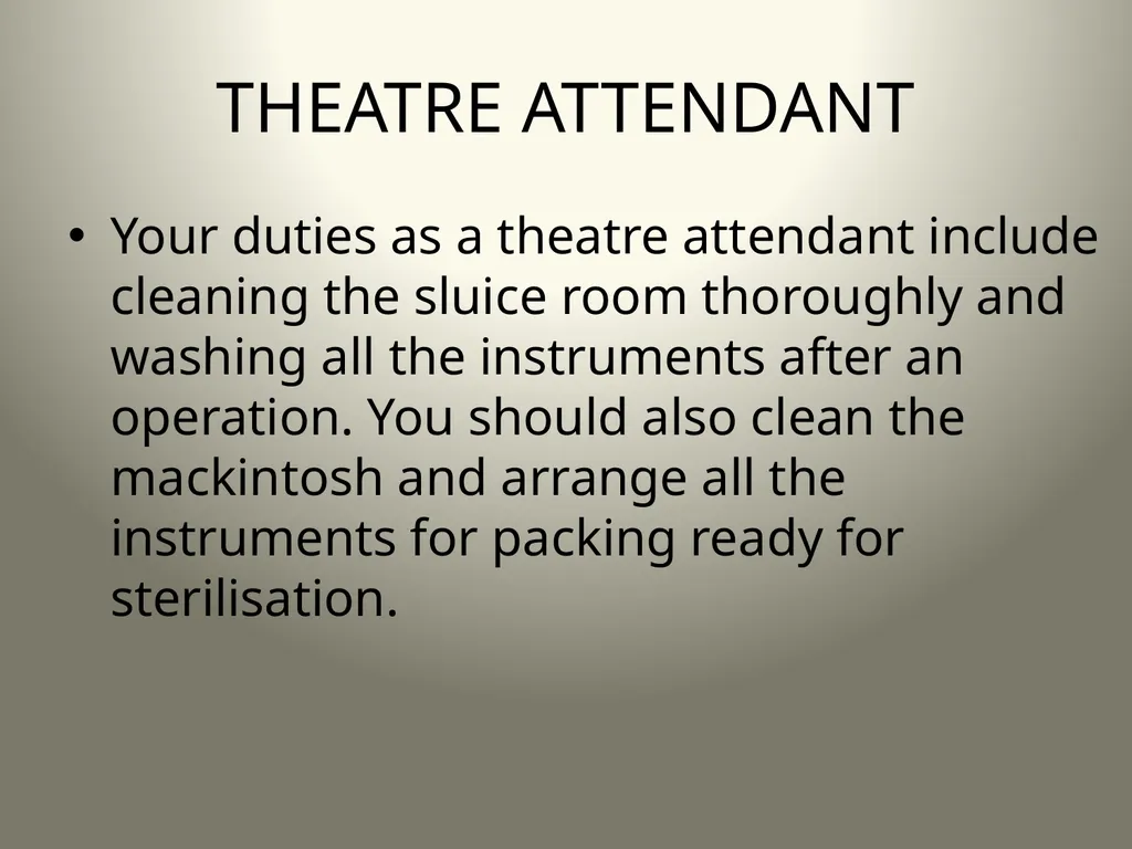 INTRODUCTION TO OPERATING THEATRE OBJECTIVES - slide 67 of 79
