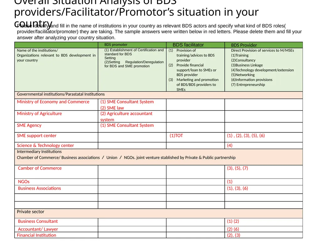 Inception Report “Business Development Services - slide 9 of 12