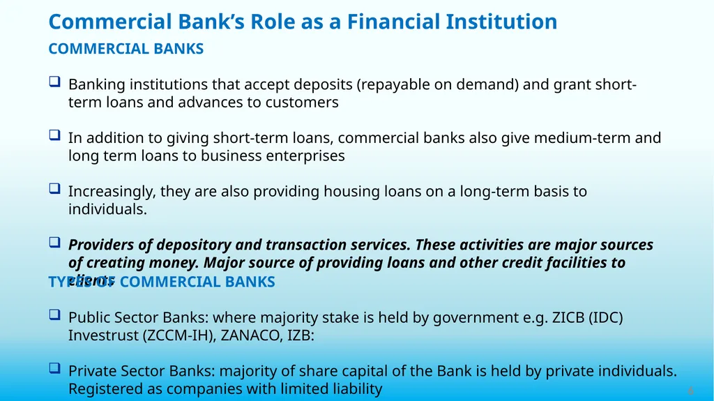 THE ROLE OF FINANCIAL INSTITUTIONS IN PROMOTING - slide 6 of 24