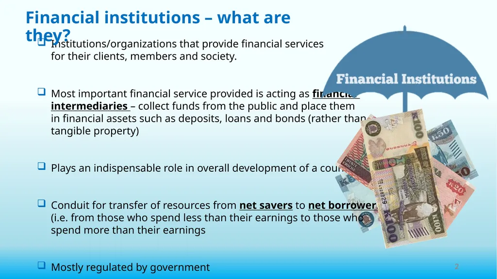 THE ROLE OF FINANCIAL INSTITUTIONS IN PROMOTING - slide 2 of 24