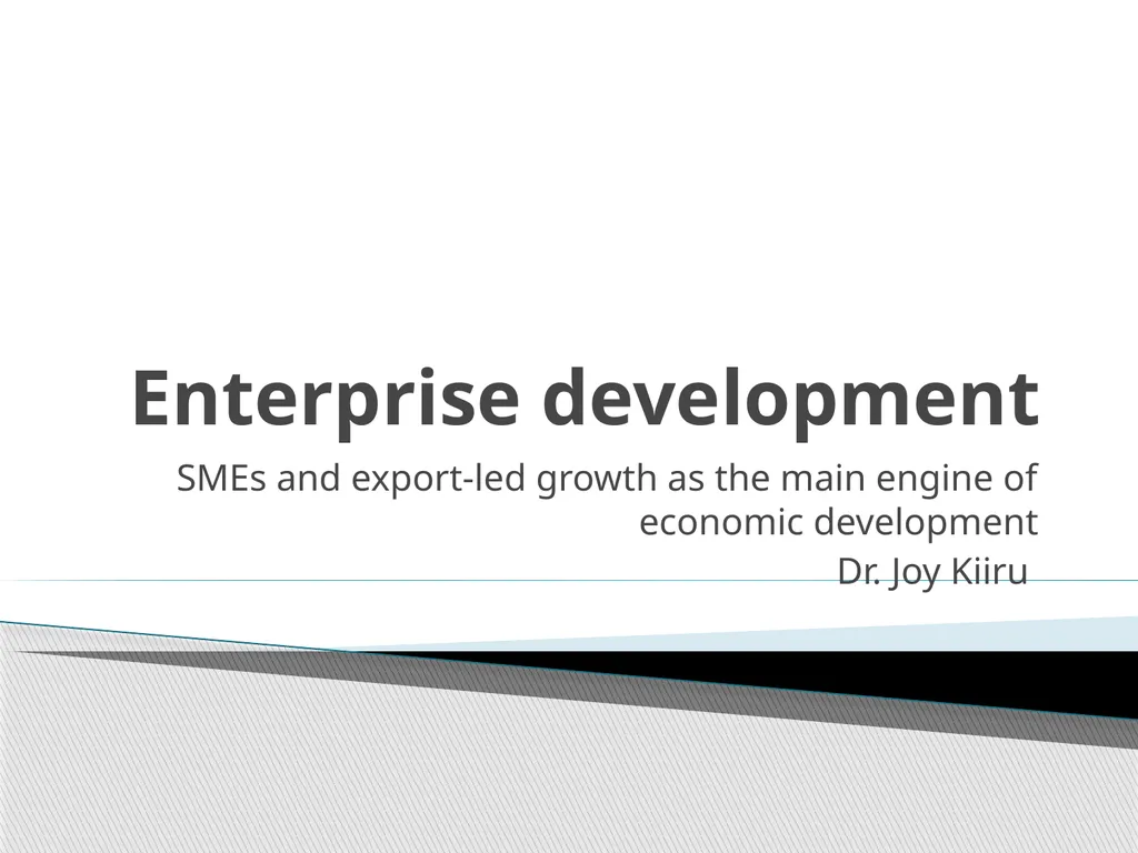 Enterprise development SMEs and export-led growth