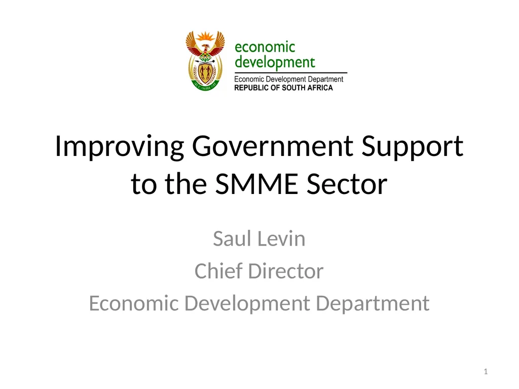 Improving Government Support to the SMME Sector