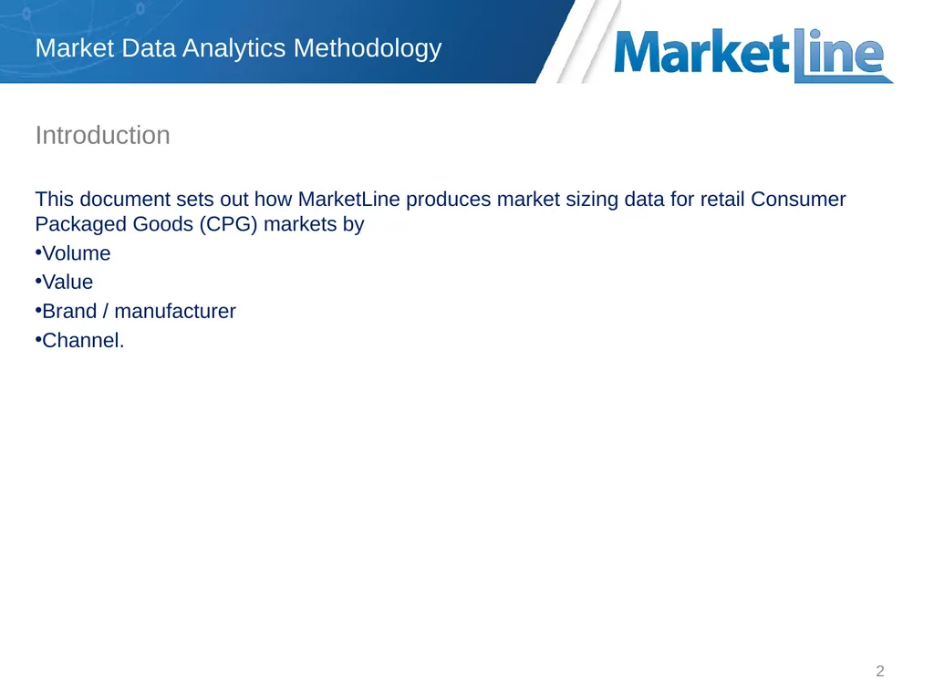 Market Data Analytics Methodology Jan 2017 - slide 2 of 13