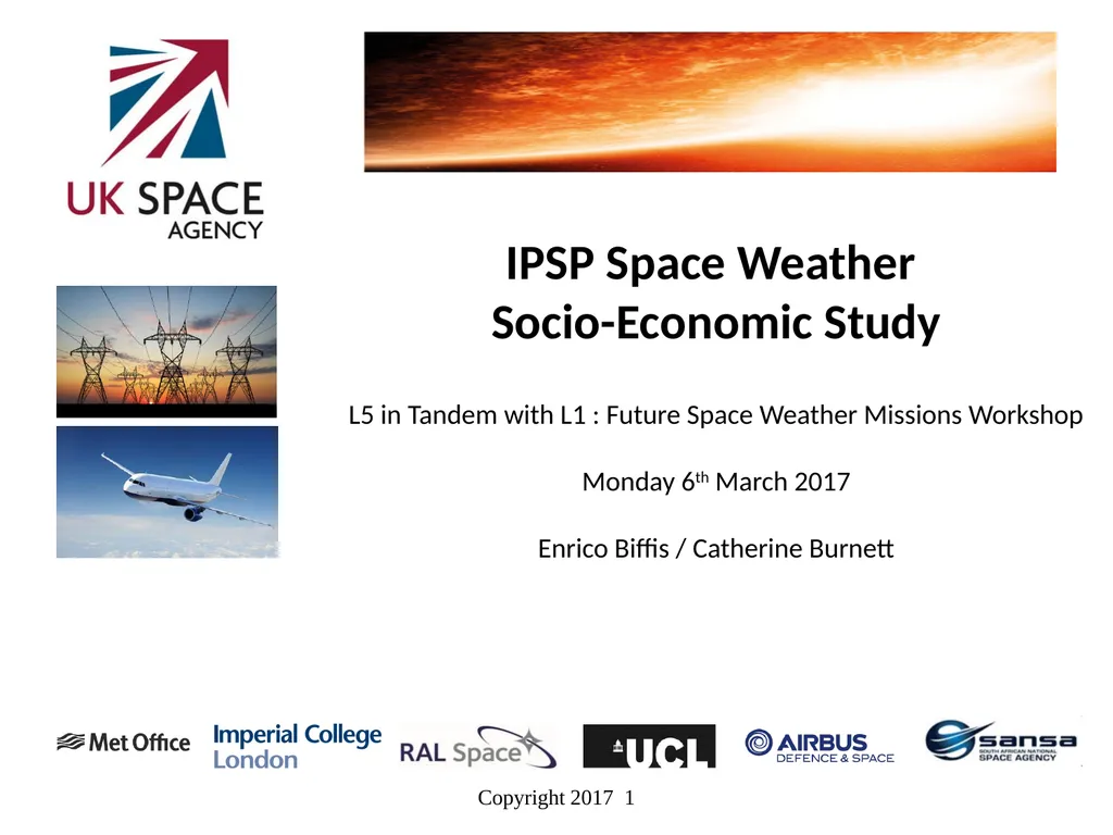 IPSP Space Weather Socio-Economic Study L5 in - slide 1 of 19