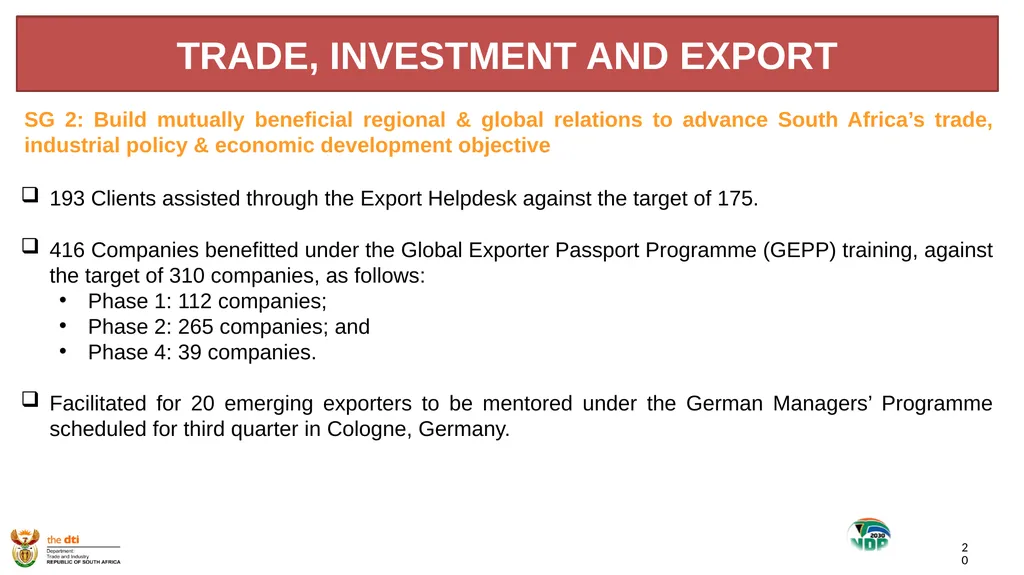 1 the dti’s SECOND QUARTER REPORT 2019-2020 - slide 20 of 45