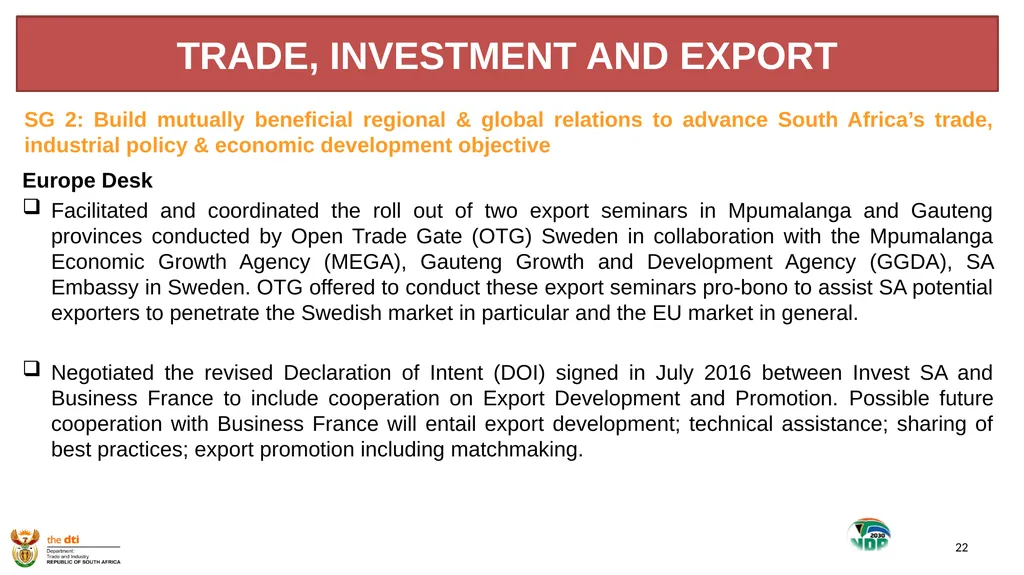 1 the dti’s SECOND QUARTER REPORT 2019-2020 - slide 22 of 45