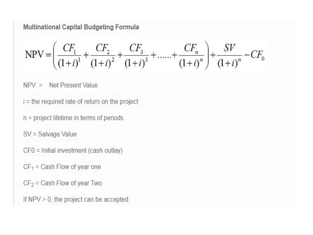 Multinational Capital Budgeting Capital Budgeting - slide 10 of 64