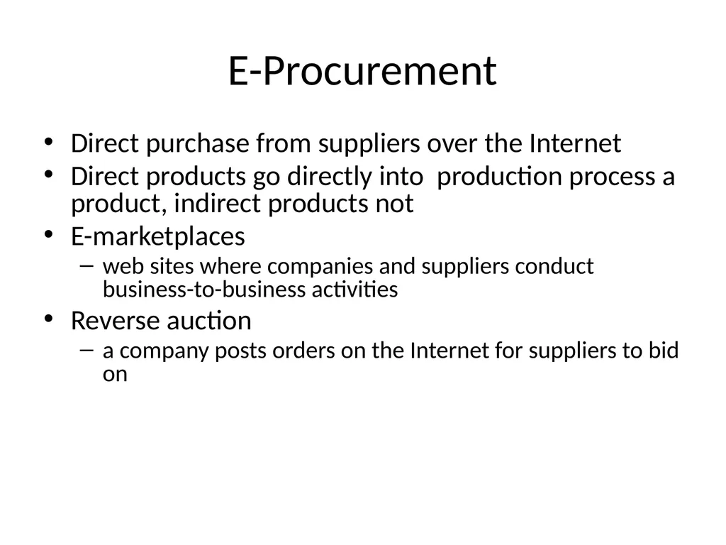 E- Procurement E-Procurement Direct purchase from - slide 2 of 35