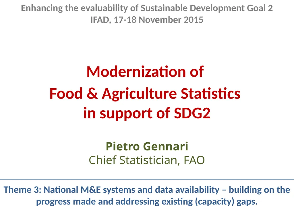 Modernization of Food & Agriculture Statistics in